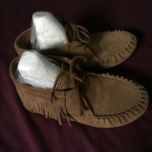 Brown suede moccasins